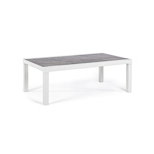 KLEDI LUNAR Mesa de centro exterior aluminio blanco 120x70x h43 cm