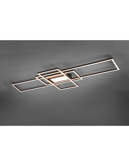 Irvine Plafón 3 rectángulos LED 60w Antracita L105 cm Regulable Trio Lighting