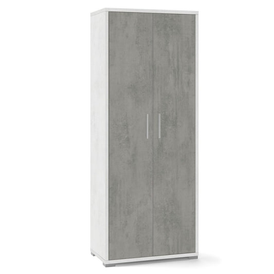 Armario multiusos de dos puertas Blanco Cemento 71x41x h182 cm