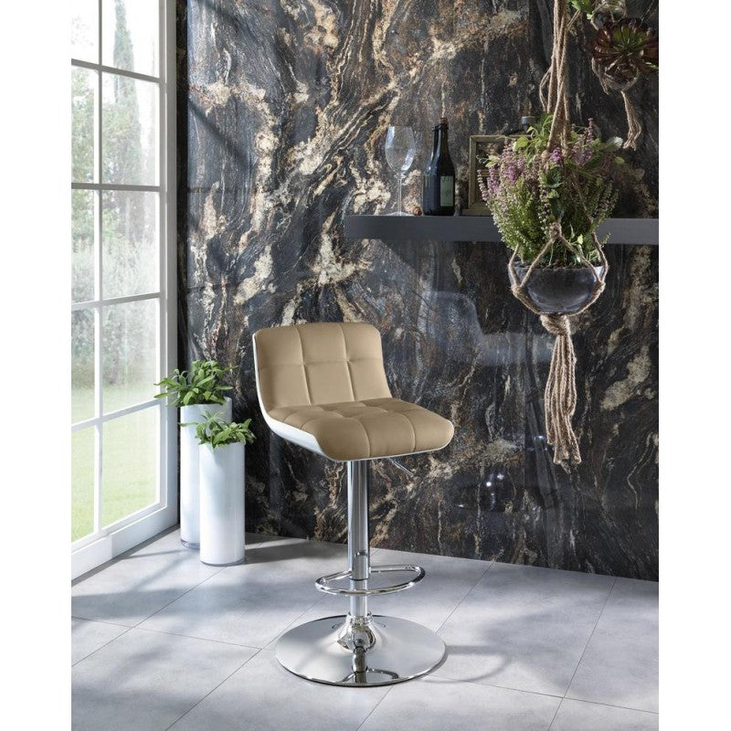 Taburete moderno regulable en altura en ecopiel gris tórtola