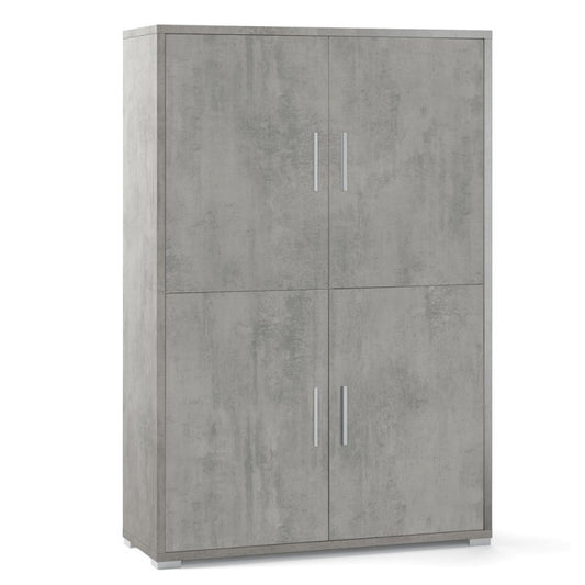 Aparador con cuatro puertas y cuatro estantes en madera Beton Cemento 108x41x h161 cm