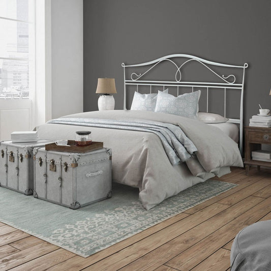 Cama doble de hierro con estructura de hierro blanco ISCHIA 166x202x h128 cm