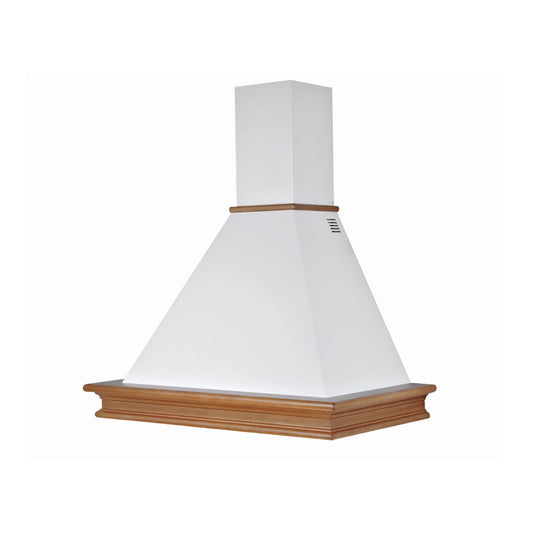 Campana de cocina rústica blanca RUSTICHELLA con estructura de madera en incrustación color nogal evita 90 cm