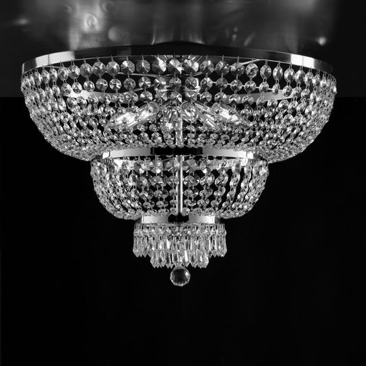 Lámpara de techo Imperial de hierro cromado y latón con ocho luces 65x h48 cm