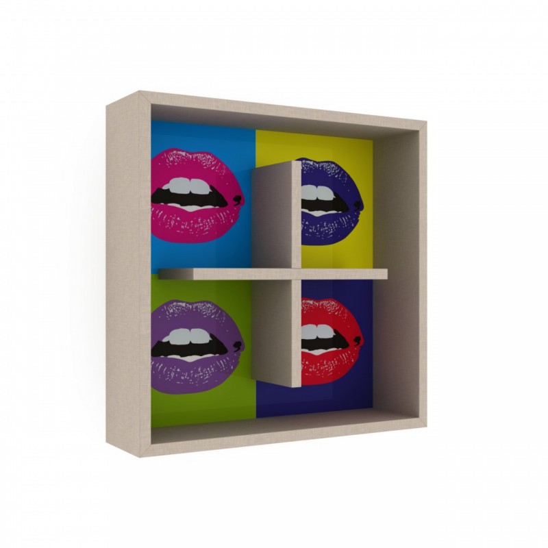 Cubo a parete decorativo mensola bacheca bocca  cm 60