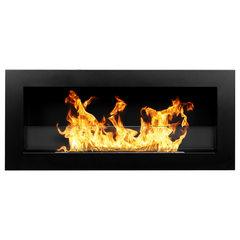 Chimenea de bioetanol empotrada o de pared Livorno Nero L 90 x P 12 x H 40 con vidrio