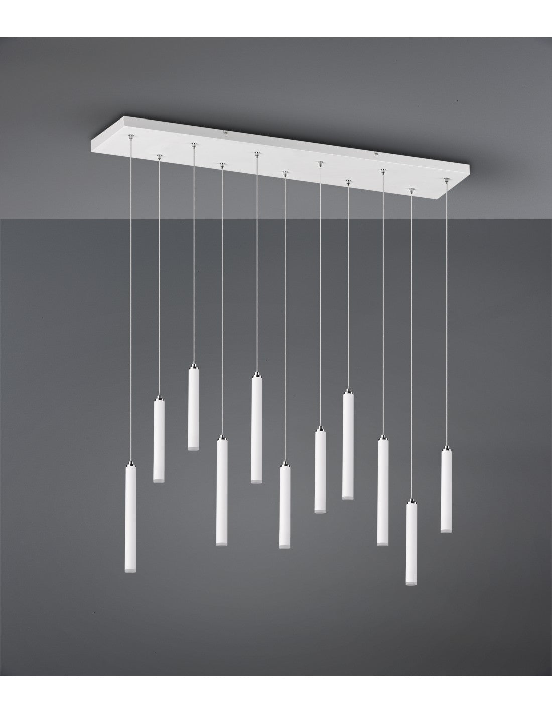 Suspensión tubular moderna 11 tubos LED blancos L115 cm Trio Lighting