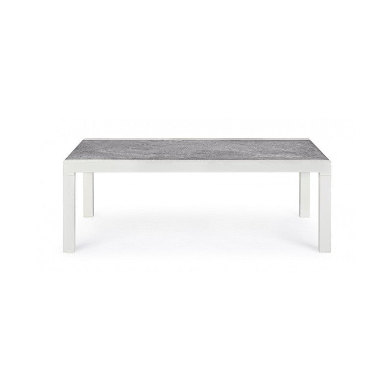KLEDI LUNAR Mesa de centro exterior aluminio blanco 120x70x h43 cm