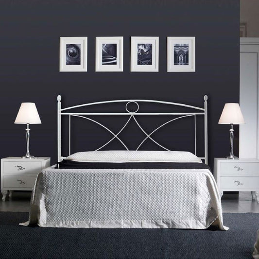 Cama doble de hierro con estructura de hierro blanco ALICE 166x202x h128 cm