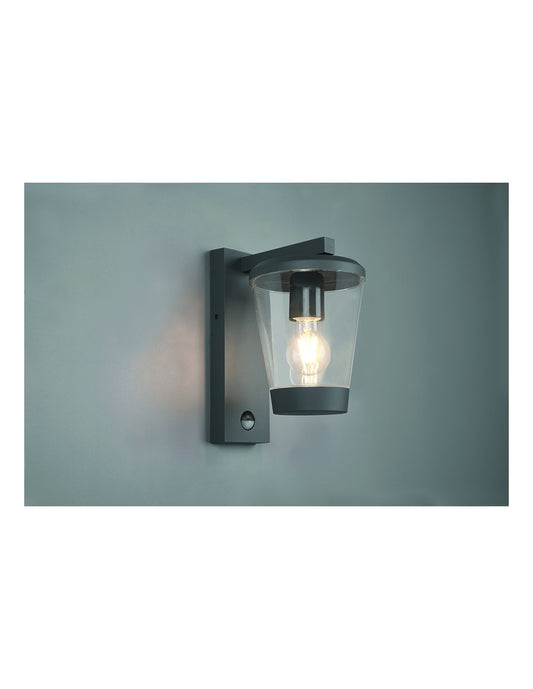 Aplique De Linterna Cavado Aluminio Antracita IP44 Con Sensor De Iluminación Trio