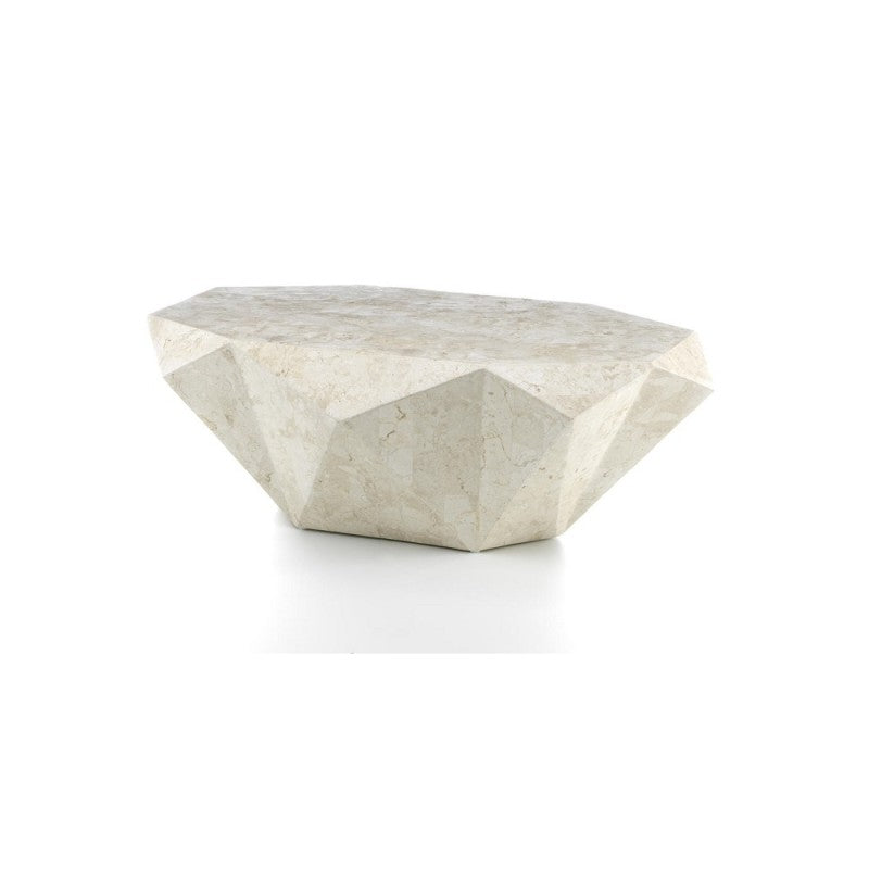 Mesa de centro moderna de piedra fósil beige 120 x 70 xh 40 cm
