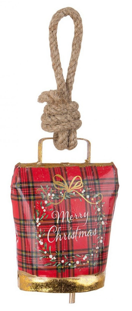 12x Colgante Wendi Bell Tartán Feliz Navidad