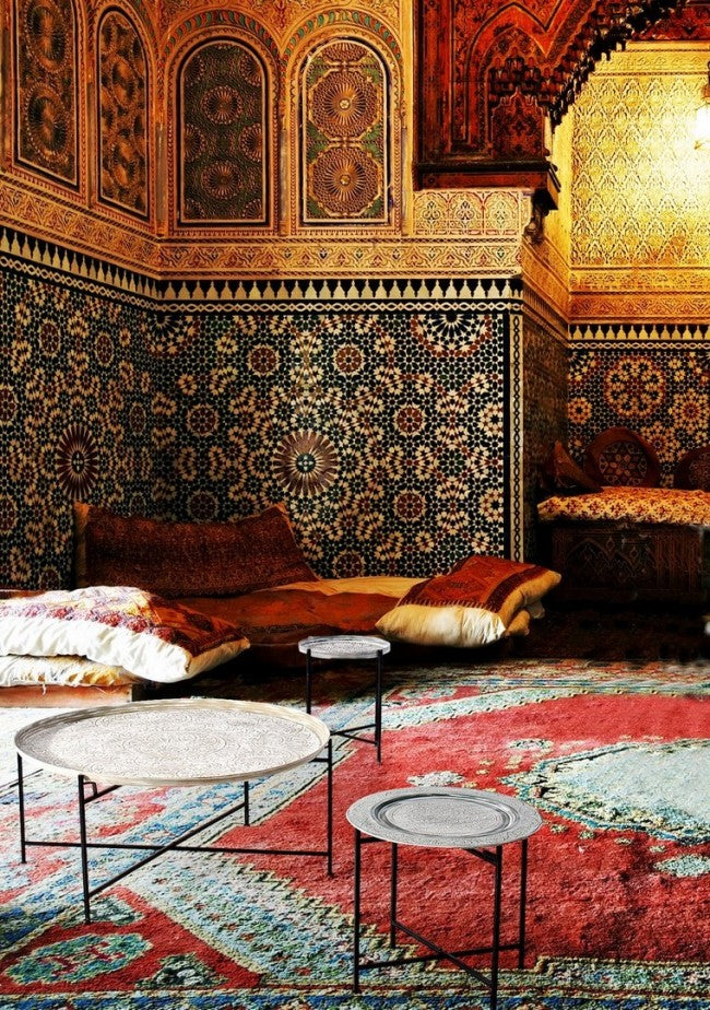 Mesa de centro redonda de metal estilo fusión