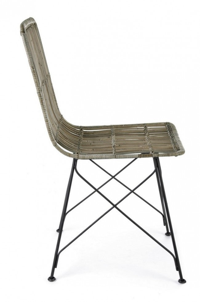 Silla de estilo moderno en acero y kubu Gris LUCILA 45x55x h85 cm