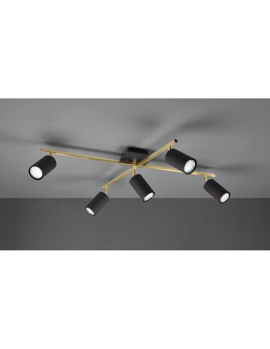 Foco Marley Gold Rods 5 Focos Cilíndricos Negros Regulables Trio Lighting