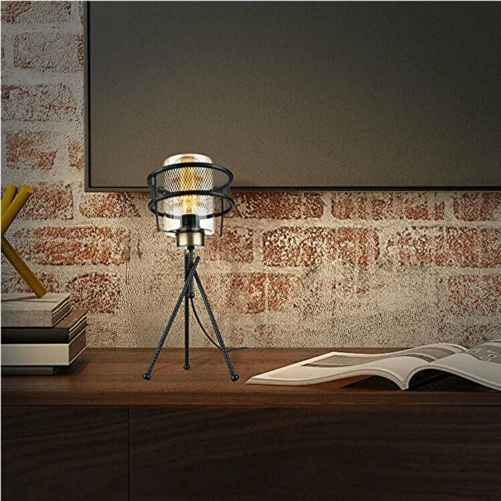 Lampada da tavolo Grande MDL3713 in ferro intrecciato paralume vetro EFFEZ