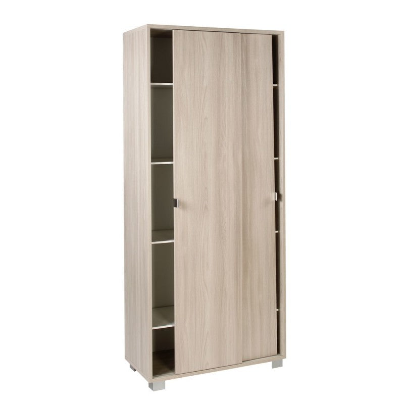 Armario multiusos dos puertas correderas con estantes Light Olmo 82x41x h190 cm