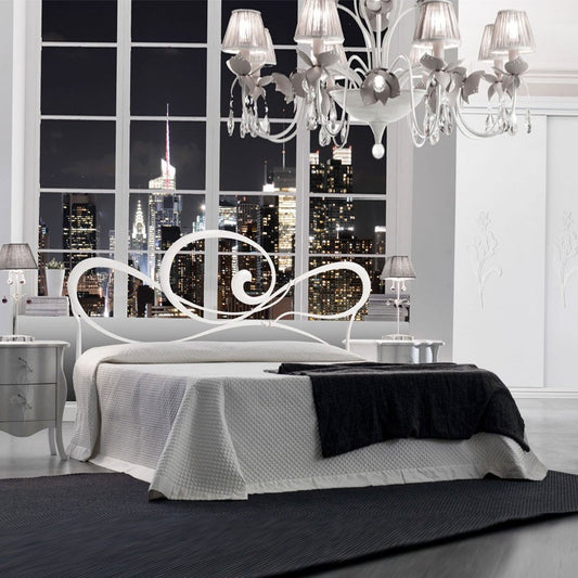 Cama doble de hierro con estructura de hierro blanco CUPIDO 186x202x h133 cm