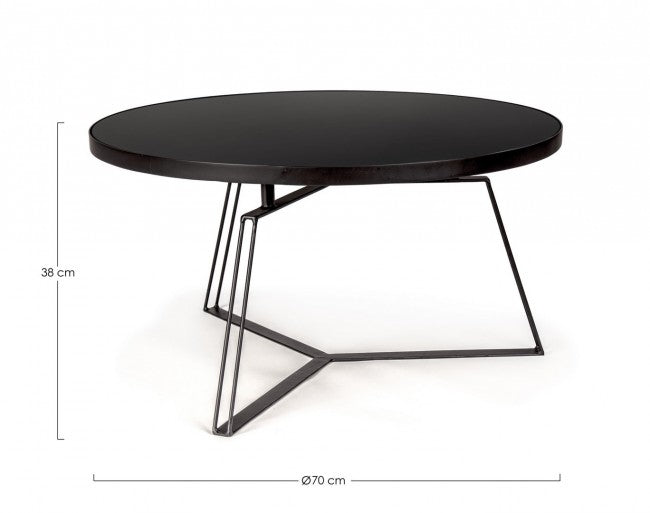 Mesa de centro de metal negro estilo diseño Ø70a - 38h