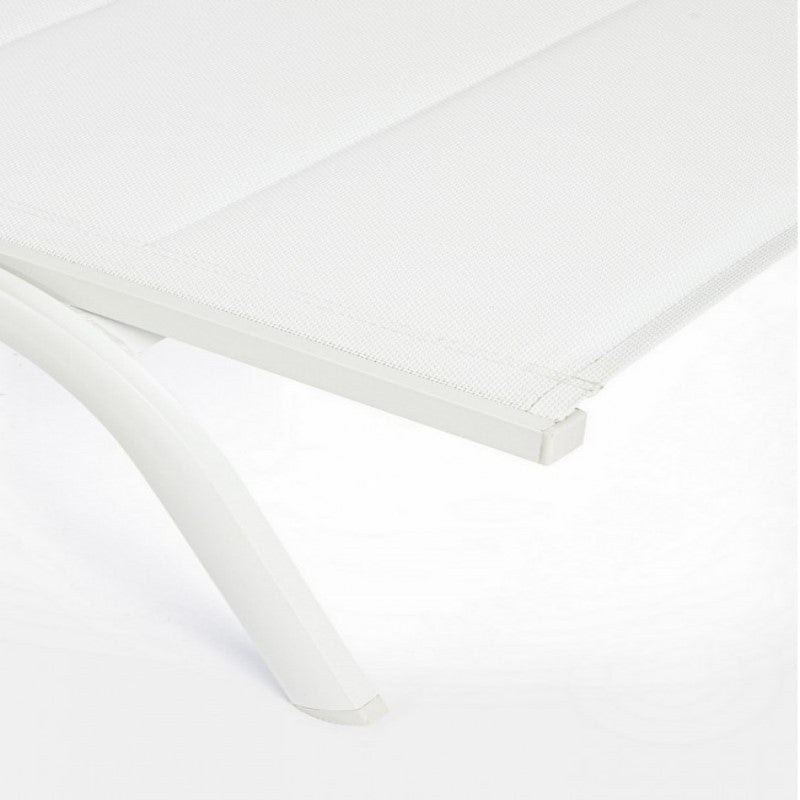 Tumbona de aluminio con ruedas Cleopas blanco-blanco