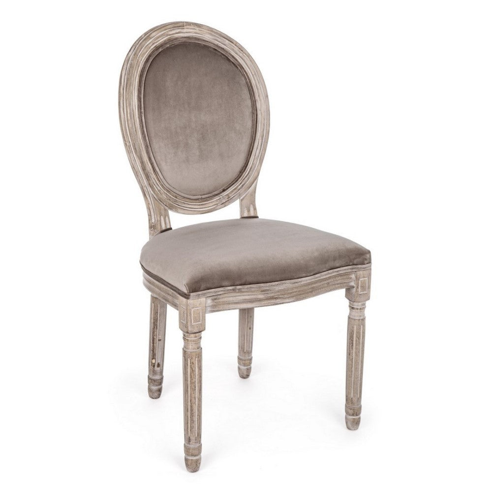 2x Silla Tortora de madera tapizada de estilo clásico