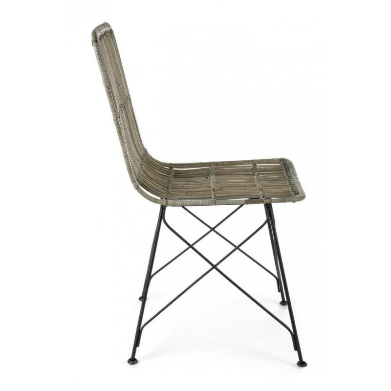 Silla de estilo moderno en acero y kubu Gris LUCILA 45x55x h85 cm