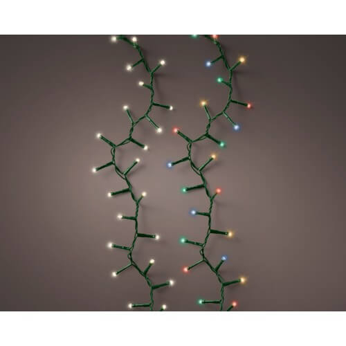 Luces navideñas Kaemingk 1000 LED de color blanco cálido y multicolor, efecto centelleante