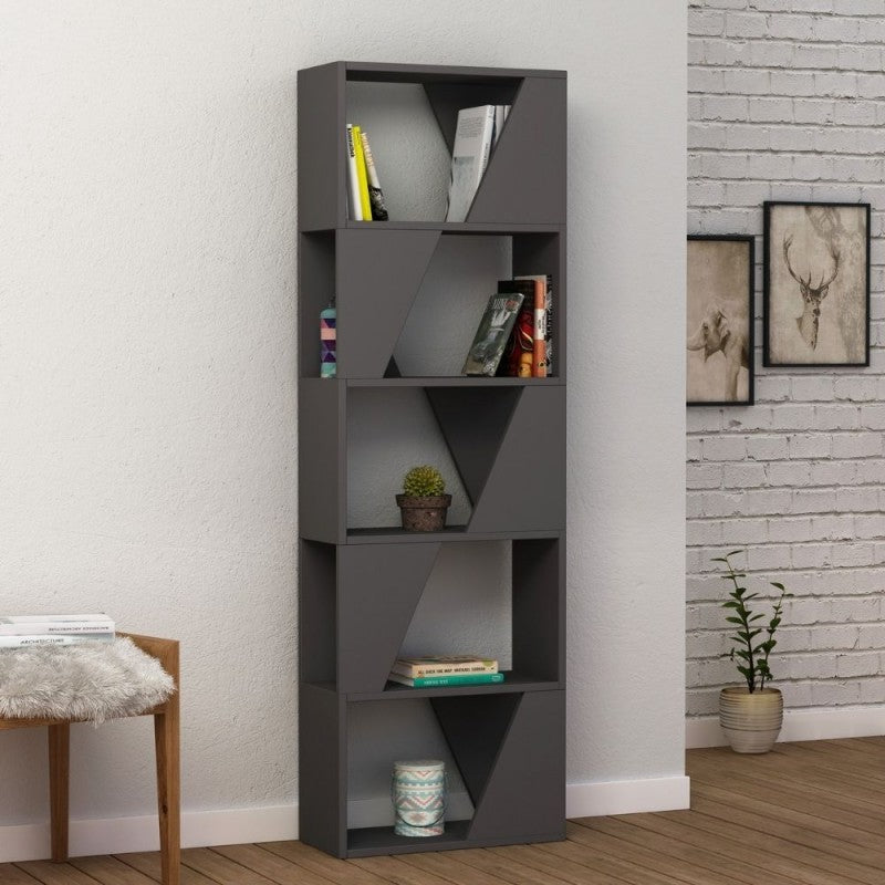 Librería antracita con 5 estantes Estructura 54x24xh.168 cm 