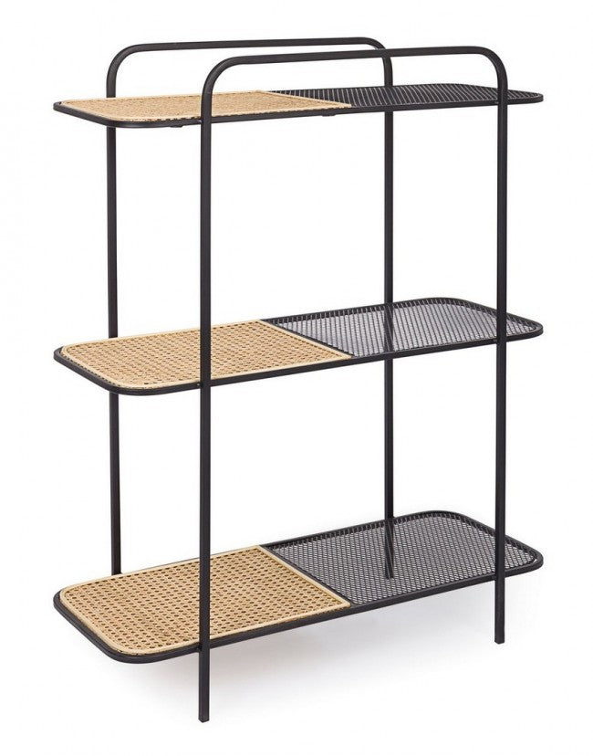 Librería perfilada de acero con tres estantes Antracita ELYOT 82x35x h100 cm