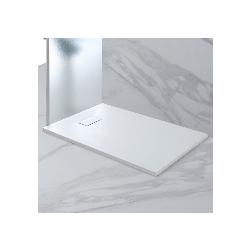 Plato de ducha efecto piedra blanco 80x120x h2,8 cm