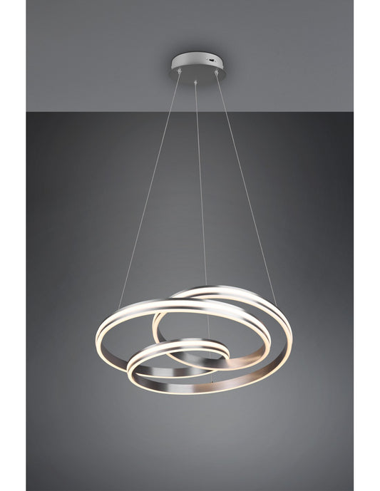 Lámpara de araña de vórtice moderna Yara níquel Led Dimmer Trio iluminación