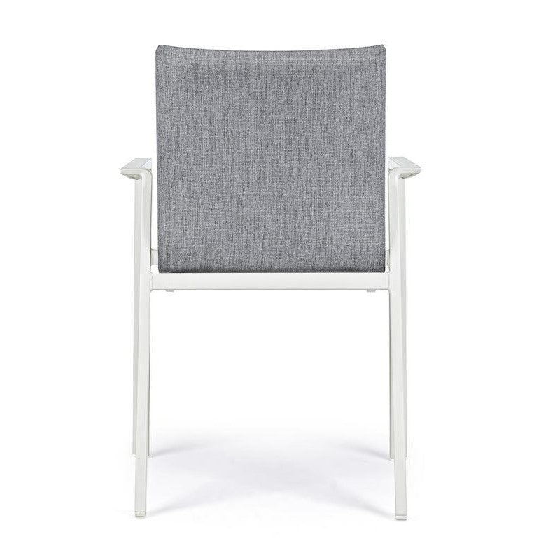 Silla De Exterior En Aluminio Blanco Con Cojín Gris Oscuro Odeon 55,5X60 H83 Cm