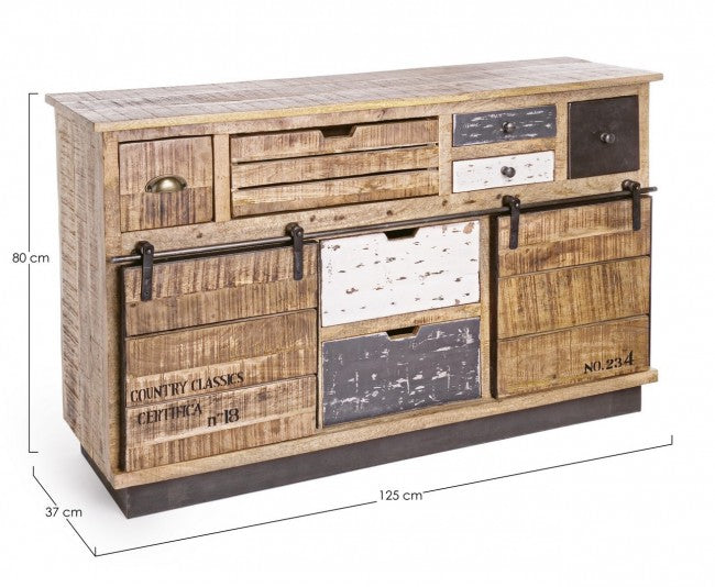 Aparador Tudor 2 puertas 7 cajones 125x37x80h cm 