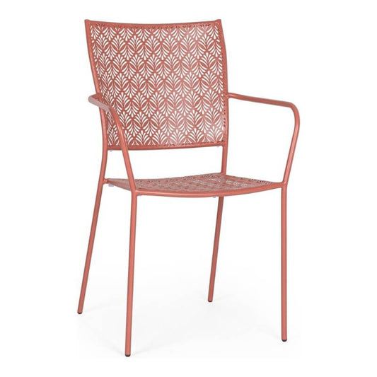 Silla de exterior apilable Lizette Bitter con reposabrazos