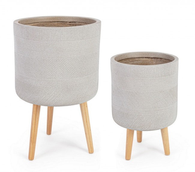 Set2 Jarron Rigo A Trípode Beige