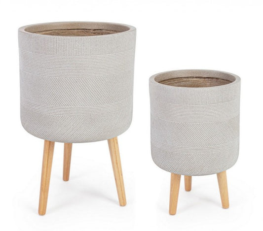 Set2 Jarron Rigo A Trípode Beige