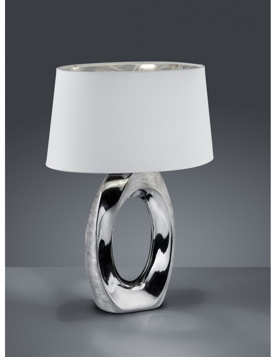 Lámpara de mesa moderna cerámica plateada Taba H52 cm Trio Lighting