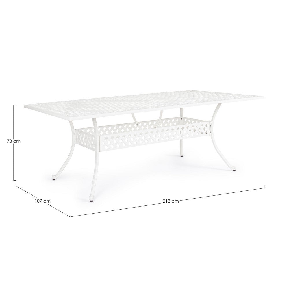 Mesa exterior rectangular Ivrea blanca 107x213 cm