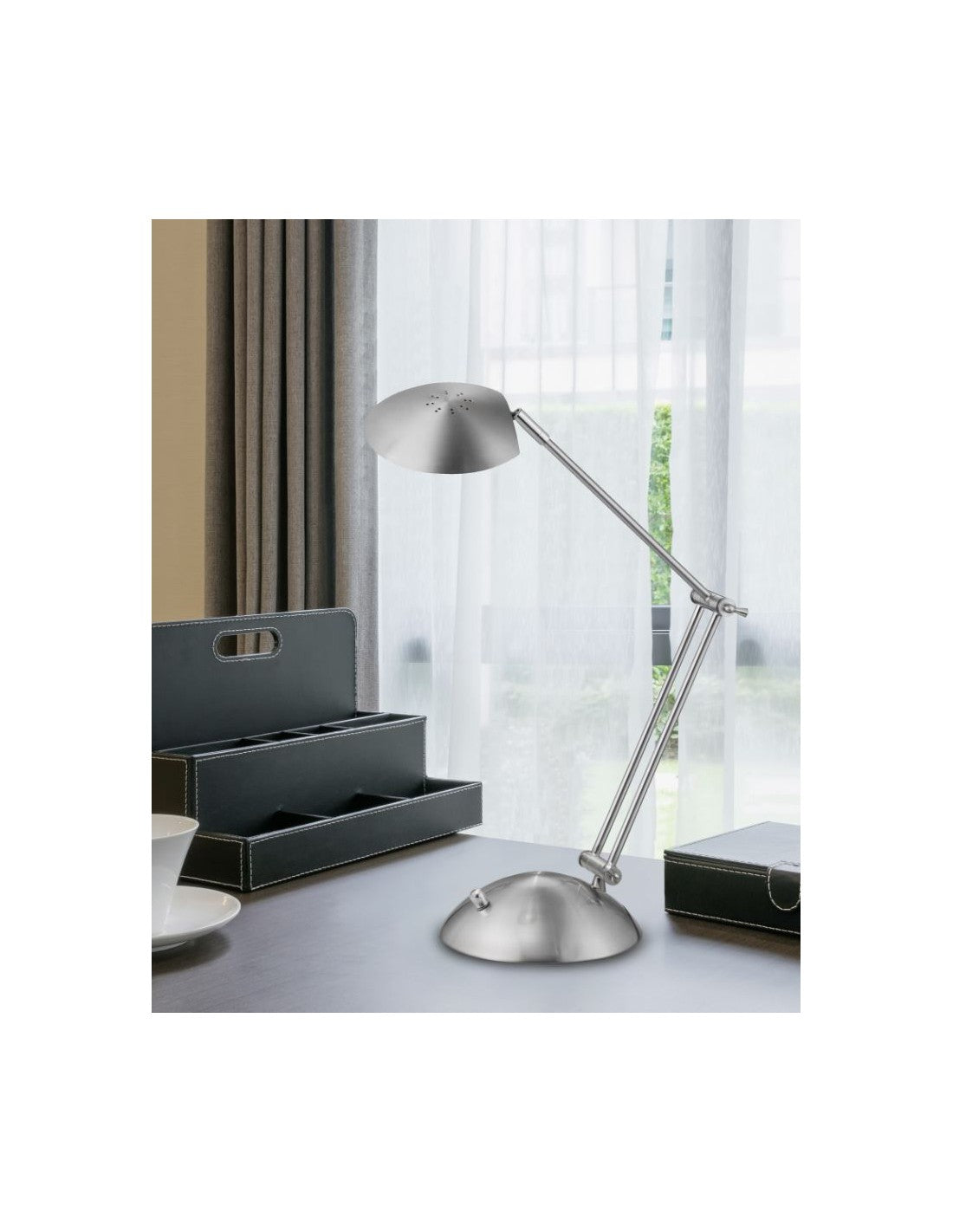 Lámpara de escritorio LED Níquel Calcio Trio Lighting