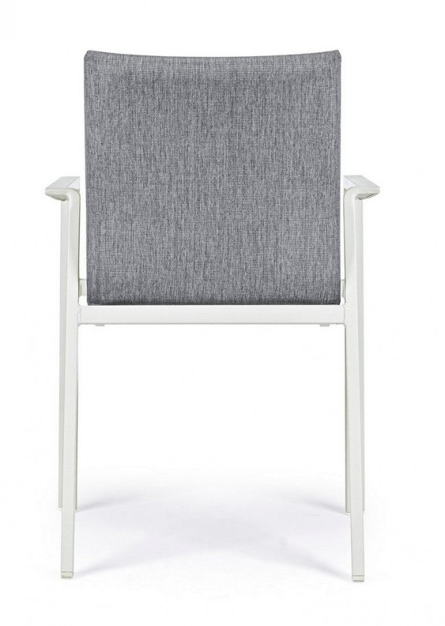 Silla de jardín apilable de exterior gris blanco