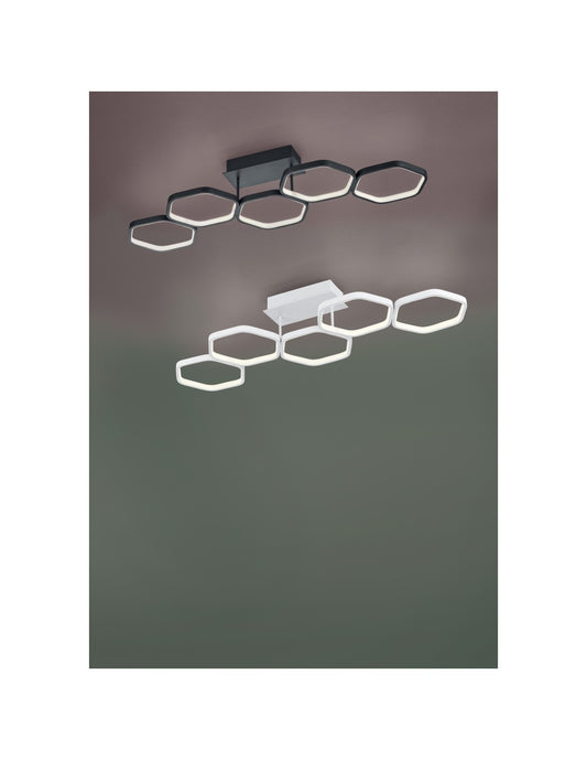 Lámpara de techo LED regulable Vigo 5 Hexágonos L90 cm Blanco Trio Lighting