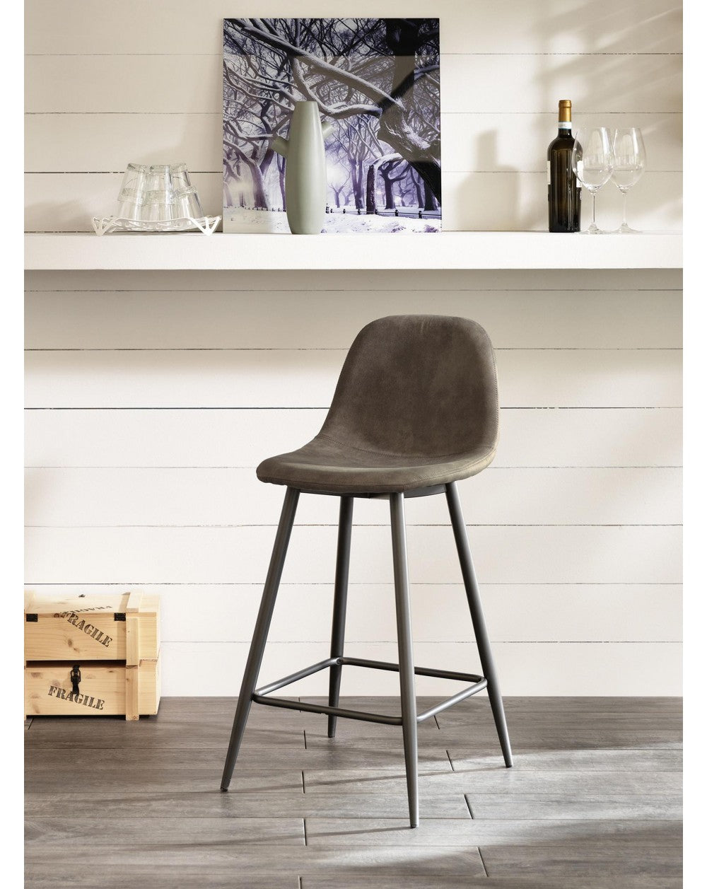 2x Taburete de piel sintética - Brigitte