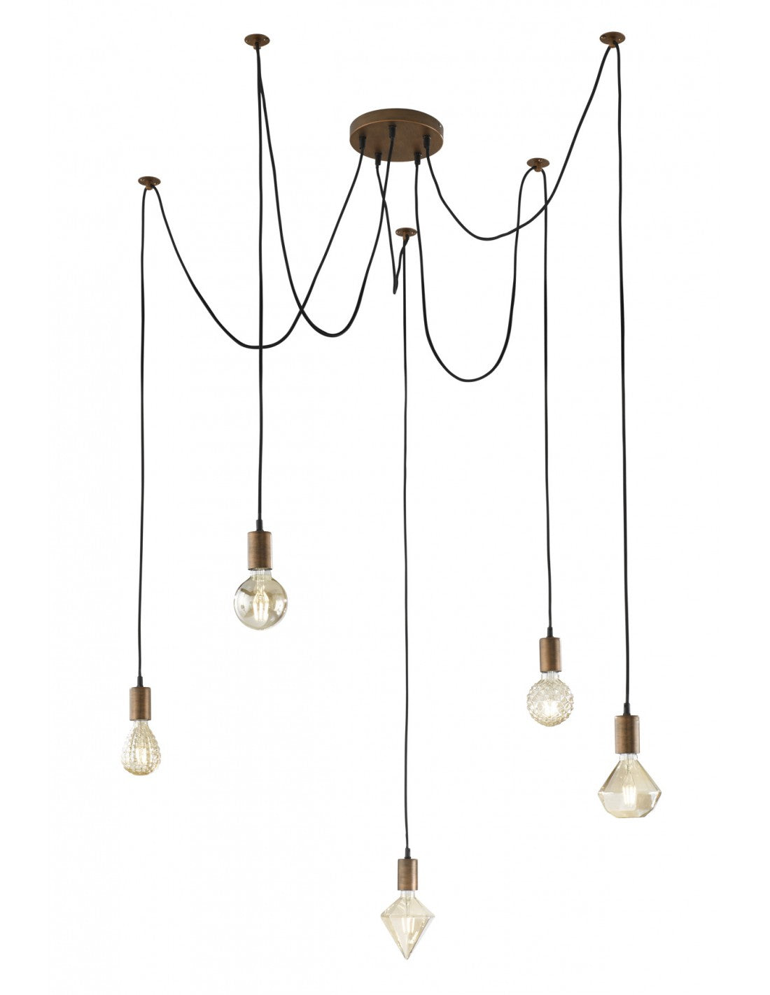 Cord Ragno Antique Cobre Suspensión 5xE27 Con Descentralización Trio Iluminación