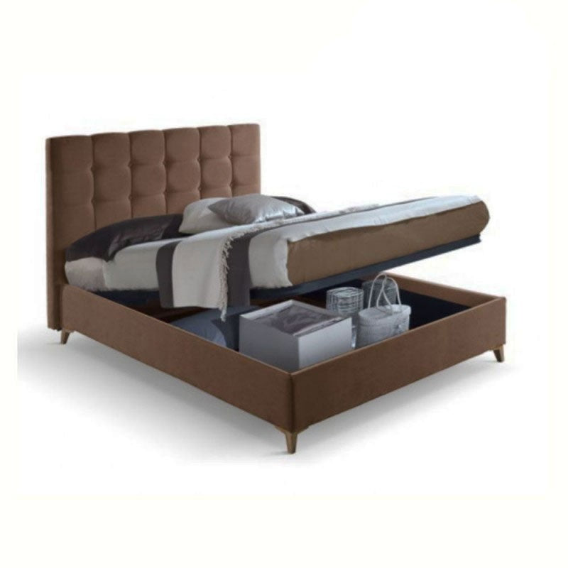 Cama contenedor doble en tejido CLUP MONACO Marrón 198x170x h108 cm