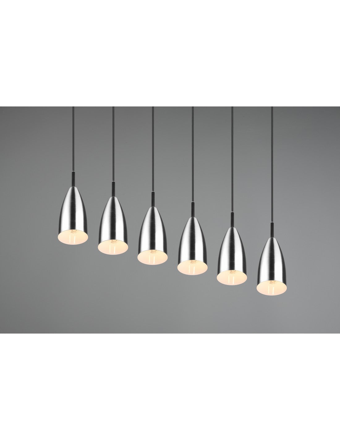 Lámpara De Araña Lineal Grande Isla Farin 6 Luces Nichel Trio Lighting