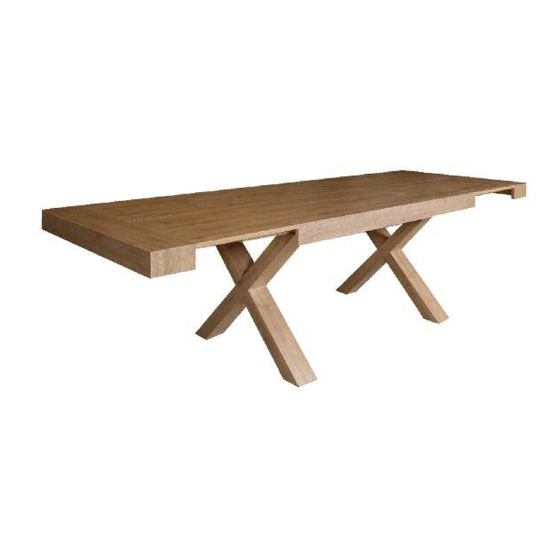 Mesa con tapa de olmo abatible 2 extensiones laterales 180-280x100xh.75 cm