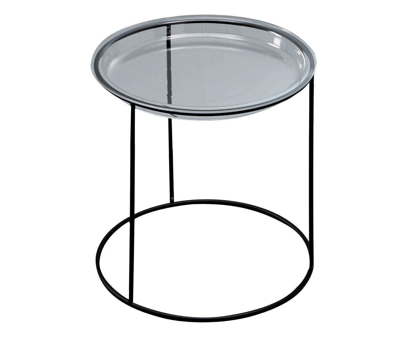 Mesa de centro con tapa de cristal templado y base negra 40x40 cm