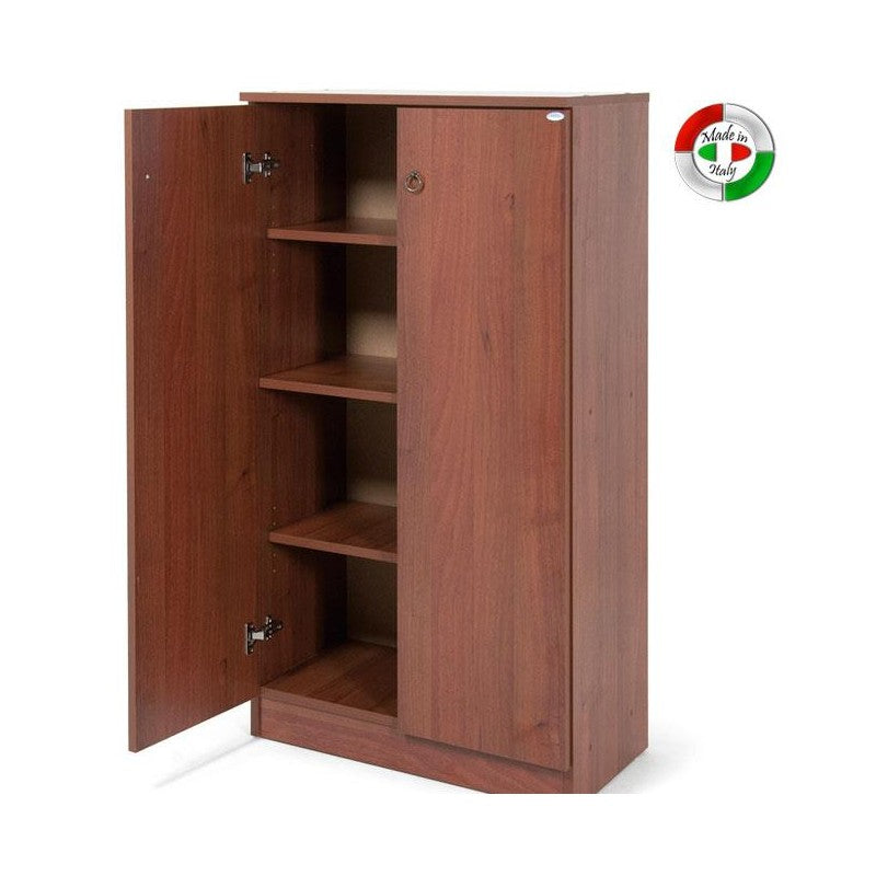 Zapatero antiguo de Nogal en madera de melamina con 2 puertas y 4 baldas 130x71x38