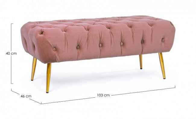 Mueble banco puf rosa con patas 103 x46x40h cm