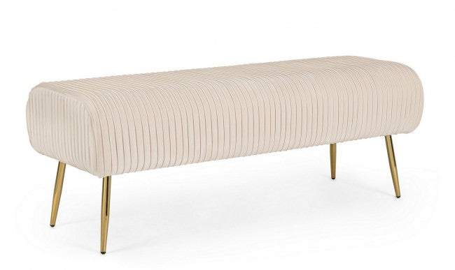 Banco Selena Crema 2 plazas terciopelo 129x45,5x48 cm